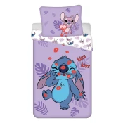 Ljubičasta pamučna dječja posteljina za krevet za jednu osobu 140x200 cm Lilo and Stitch Kiss – Jerry Fabrics