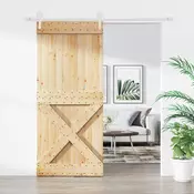 vidaXL Drsna vrata Naravna in bela 90 x 210 cm Masiven borov les