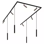Sodoben tirni sistem razsvetljave s 6 reflektorji in 4 visečimi svetili temno bronasto 1-fazni - Slimline Uzzy Keno