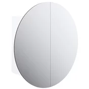 MAISON CHIC Kopalniška omarica - Kopalniški kabinet z okroglim ogledalom LED bela 40x40x17,5 cm, (21795001)