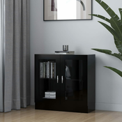 vidaXL Vitrina črna 82,5x30,5x80 cm iverna plošča