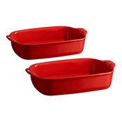2-piece ceramic oven dish set, 36.5x23.5cm/30x19cm, Burgundy - Emile H