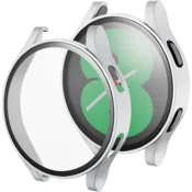 GS Ovitek 2 v 1 + kaljeno steklo za Samsung Galaxy Watch 4 44 mm, srebrn