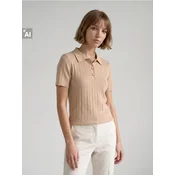 Sinsay - Pletena bluza sa kragnom od viskoze - nude
