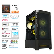 Računalnik MEGA MT S8 R7-9700X/RX9070 XT/32GB-DDR5/2TB-4.0/750W/Brez OS/črna RGB + Estetski napajalni kabli [Rumena/Črna]
