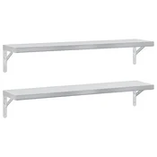 Vidaxl Stenske police 2 kosa 100x23,5 cm srebrna nerjaveče jeklo