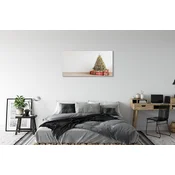 tulup.si Slika na akrilnem steklu Božično drevo dekoracijo darila 120x60 cm 4 obešalnika