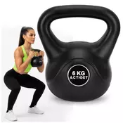 springos Kettlebell za vaje, 6 kg uteži, kettlebell za trening ABS, črna žoga, (5000136400)