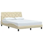 Vidaxl Posteljni okvir brez vzmetnice krem 140x200 cm tkanina