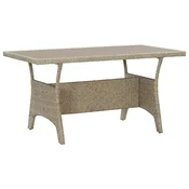 Vidaxl Vrtna miza siva 120x70x66 cm poli ratan