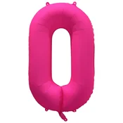 Amscan Folija balon za rojstni dan številka 0 - neonsko roza 86 cm