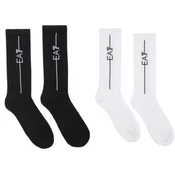 EA7 unisex. 246002_CC999 Paket 2 para nogavic za vlak bele, črne barve (L-XL), Črna, Bela, Domača oblačila, Bombaž