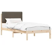 Vidaxl Posteljni okvir z oblazinjenim vzglavjem Taupe 90 x 190 cm