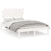 Vidaxl Posteljni okvir bel 120x200 cm trden les