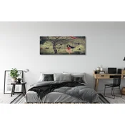 tulup.si Slika na platnu Drevo ptice oblaki dekle skala 125x50 cm