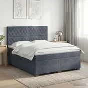 Boxspring krevet s madracem Tamnosiva 160 x 200 cm Baršun - Tamnosiva 160 x 200 cm Kristal s dugmadima