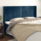 vidaXL vidaXL Vzglavje z ušesi temno modro 203x16x118/128 cm žamet, (20932905)