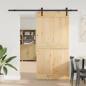 vidaXL Drsna vrata NARVIK Naravna in črna 100 x 210 cm (213,5 cm)