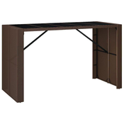 Barski stol sa staklenom plocom smedi 185x80x110 cm poliratan