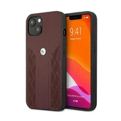 Bmw Ovitek za iPhone 13 BMW rdeč trdi ovitek iz perforiranega usnja