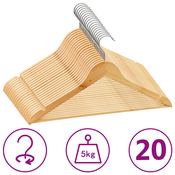 vidaXL 20-dijelni set vješalica za odjecu protuklizni od tvrdog drva