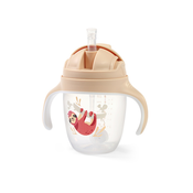 BabyOno Be Active Sippy Cup with Weighted Straw šalica za ucenje pijenja sa slamkom 6 m+ Sloth 240 ml