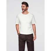 Ombre Mens waffle-textured T-shirt with round neckline - broken white
