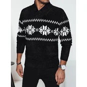 Sweter męski w śnieżynki czarny Dstreet
