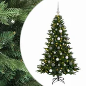 Vidaxl Umetna božična jelka z bučko 150 cm 150 LED Toplo bela