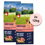 ONTARIO Adult Large Beef & Rice 2x12kg