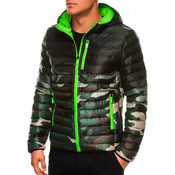 Ombre Clothing Moška prešita zimska jakna Avalanche zelena-kamuflaž C319