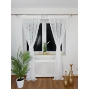 shumee Zavesa iz markizete 135x250 cm - 3D vezenje, nabiralni trak, kokon trak, bela