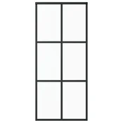 Vidaxl Drsna vrata ESG steklo in aluminij 90x205 cm črna