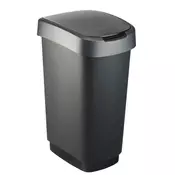 Rotho Rotho 50L Plastični Smetnjak z Nagibnim Pokrovom - Črna/Siva