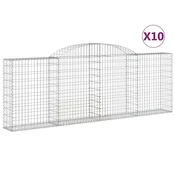 Vidaxl Obokana gabionska košara 10 kos 300x30x100/120cm cinkano železo
