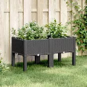 Vrtna sadilica s nogama crna 80 x 40 x 42 cm PP