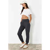 Trendyol Anthracite Diver/Scuba Fabric Comfortable Cut Knitted Sports Sweatpants