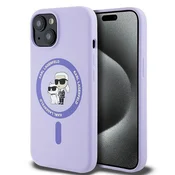 Karl Lagerfeld KARL LAGERFELD ovitek za IPHONE 15, združljiv z MagSafe KLHMP15SSCMKCRHU (Silicone KC Body Ring), vijoličen