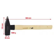 Ključavničarsko kladivo z ročajem iz bele orehovine. 1000g 142.1400 ks tools