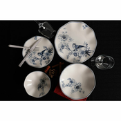 24-delni jedilni servis iz porcelana v beli in modri barvi