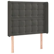 Vidaxl Vzglavje z ušesi temno sivo 83x16x118/128 cm žamet