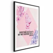 shumee Plakat - Konfucij o lepoti - roza doprsni kip s cvetjem in citatom