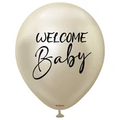 shumee Kalisan baloni iz lateksa z ogledalom Welcome Baby v beli zlati barvi, 45 cm, 2 kosa.