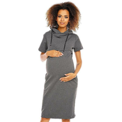 Obleka za nosečnice in dojenje s kapuco - siva - L