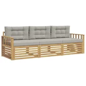 Set vanjskih sofa 3 pcs Bijela i svjetlosiva Poliester