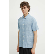 Lanena košulja Abercrombie & Fitch regular, s button-down ovratnikom