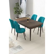 Hanah Home Set Trpezarijski sto i 4 stolice Nil, Tirkizno-braon