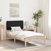 vidaXL Posteljni okvir z oblazinjenim vzglavjem Črna 90 x 200 cm