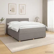 vidaXL Postelja boxspring z vzmetnico Taupe 160 x 200 cm Blago