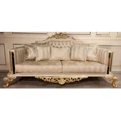 Casa Padrino luxury baroque living room sofa gold/cream/gold - Handmade baroque style sofa - Luxury living room furniture in baroque style - Baroque furniture - Noble & Magnificent